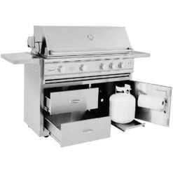 Summerset Grills TRLD 44-Inch 4-Burner Freestanding Natural Gas Grill With Rear Infrared Burner -BBQDIRECT Shop Summerset Grills TRLD44A NG CART TRLD44 DC TRLD 44 Inch 4 Burner Freestanding Natural Gas Grill with Rear Infrared Burner Open