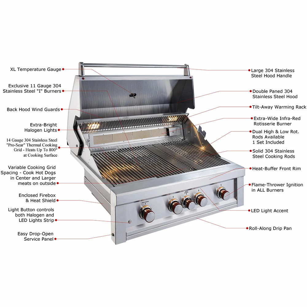 Sunstone Grill Ruby Series 36-Inch 4-Burner Built-In Natural Gas Grill With Rear Infrared Burner 4 Sunstone Grill Ruby Series 36-Inch 4-Burner Built-In Natural Gas Grill With Rear Infrared Burner - Image 2