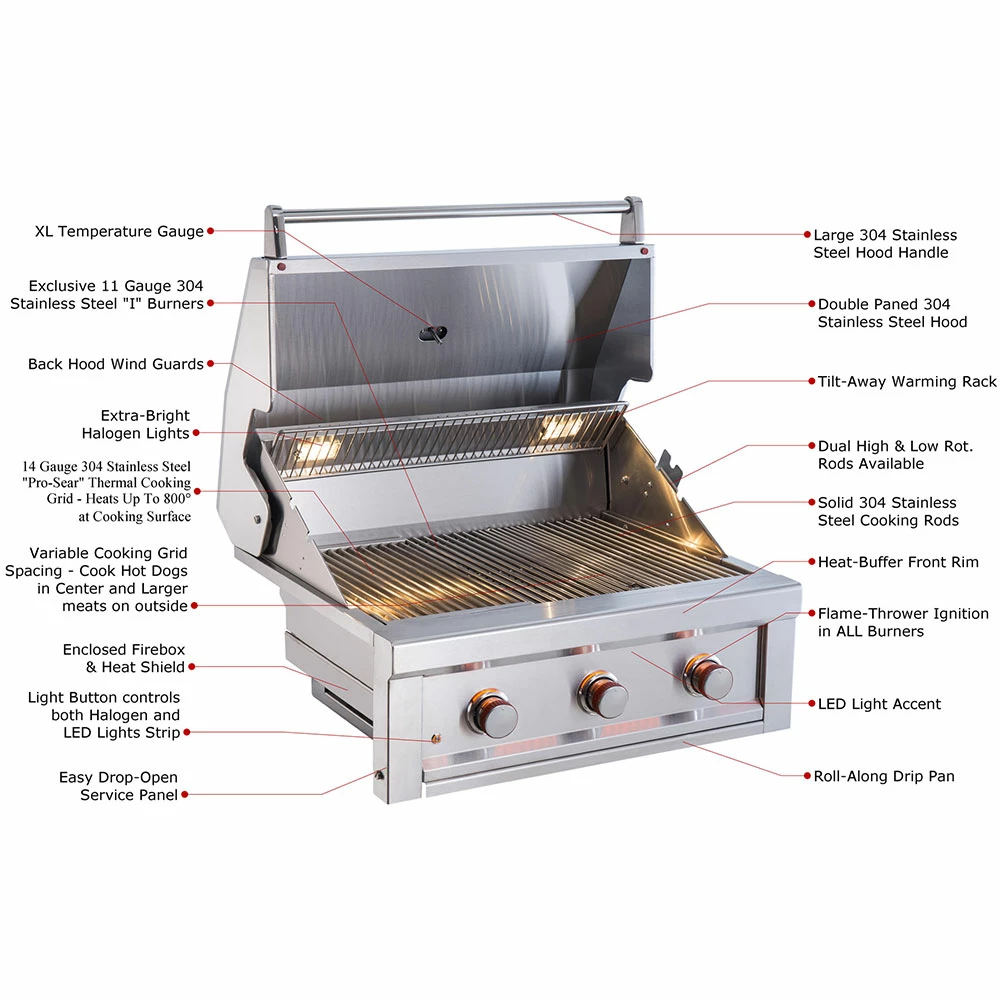 Sunstone Grill Ruby Series 36-Inch 4-Burner Built-In Propane Gas Grill 4 Sunstone Grill Ruby Series 36-Inch 4-Burner Built-In Propane Gas Grill - Image 2