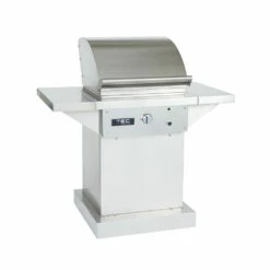 TEC Grills Sterling Patio FR 26-Inch Infrared Natural Gas Grill On Stainless Pedestal -BBQDIRECT Shop TEC Sterling Patio Gas Grill angled view