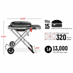 Weber Grills Traveler Portable Propane Gas Grill - Stealth -BBQDIRECT Shop Traveler Specs 678x378 US 2