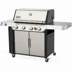Weber Grills Genesis S-435 Propane Gas Grill With Sear Burner & Side Burner - Stainless Steel -BBQDIRECT Shop Weber GENESIS 36400001 S 435 Propane Gas Grill with Sear Burner Side Burner Stainless Steel angle view 2 1