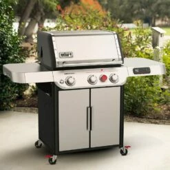 Weber Grills Genesis SX-325s Natural Gas Smart Grill With Sear Burner - Stainless Steel -BBQDIRECT Shop Weber GENESIS 37500001 SX 325s natural Gas Smart Grill with Sear Burner Stainless Steel lifestyle