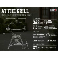Weber Grills Master Touch 22-Inch Charcoal Grill With Gourmet BBQ System Cooking Grate - Smoke 20 Weber Grills Master Touch 22-Inch Charcoal Grill With Gourmet BBQ System Cooking Grate - Smoke -BBQDIRECT Shop Weber Grills Master Touch 22 Inch Charcoal Grill Black 14501001 Spec Content