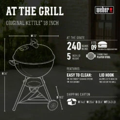 Weber Grills Original Kettle 18-Inch Charcoal Grill - Black -BBQDIRECT Shop Weber Grills Original Kettle 18 Inch Charcoal Grill Black 441001 Data