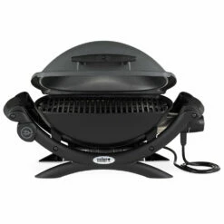 Weber Grills Q 1400 Portable Electric Grill - Dark Gray -BBQDIRECT Shop Weber Grills Q 1400 Portable Electric Grill Dark Gray 52020001 Front View Open