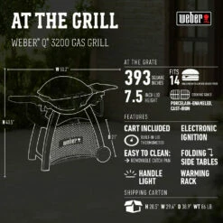 Weber Grills Q 3200 Portable Propane Gas Grill - Titanium 14 Weber Grills Q 3200 Portable Propane Gas Grill - Titanium -BBQDIRECT Shop Weber Grills Q 3200 Portable Propane Gas Grill Titanium 57060001 Spec Data