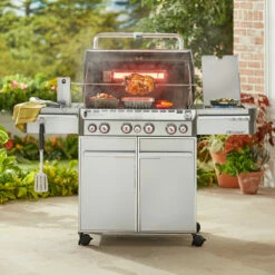 Weber Grills Summit S-470 Propane Gas Grill With Rotisserie, Sear Burner, And Side Burner -BBQDIRECT Shop Weber Grills Summit S 470 Propane Gas Grill with Rotisserie Sear Burner and Side Burner 7170001 Lifestyle Cooking