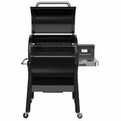 Weber Grills SmokeFire EX4 24-Inch Wi-Fi Enabled Wood Fired Pellet Grill - 2nd Generation -BBQDIRECT Shop Weber SmokeFire EX4 24 Inch Wi Fi Enabled Wood Fired Pellet Grill 2nd Generation 22510201 Front View Open