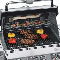 Weber Grills Summit E-470 Propane Gas Grill With Rotisserie, Sear Burner & Side Burner - Black -BBQDIRECT Shop Weber Summit E 470 open view