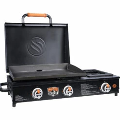 Blackstone Griddle On The Go 22-Inch 2-Burner Tabletop Propane Gas Commercial Style Flat Top Griddle Rangetop Combo With Hood